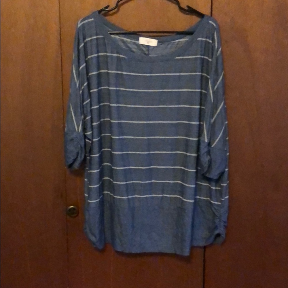 Blushed Blue and Gray Stripes Top